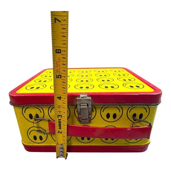 Vintage Yellow Red Smiley Face Metal G Whiz Lunchbox With Matching Thermos READ - Picture 4 of 15